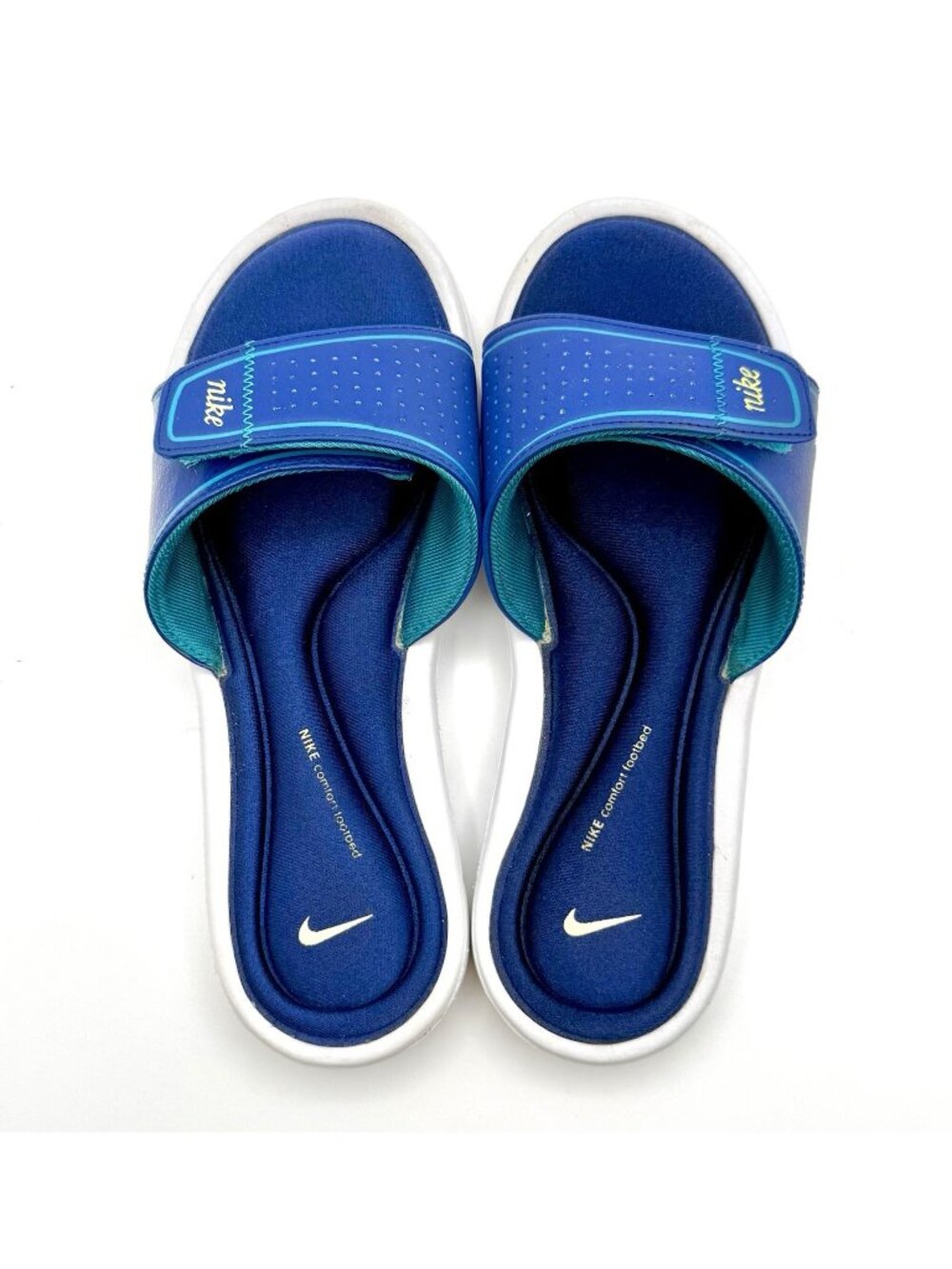 Nike Comfort Footbed Slides Sandals Flip Flops Women's Size 8 Blue 360883-011
